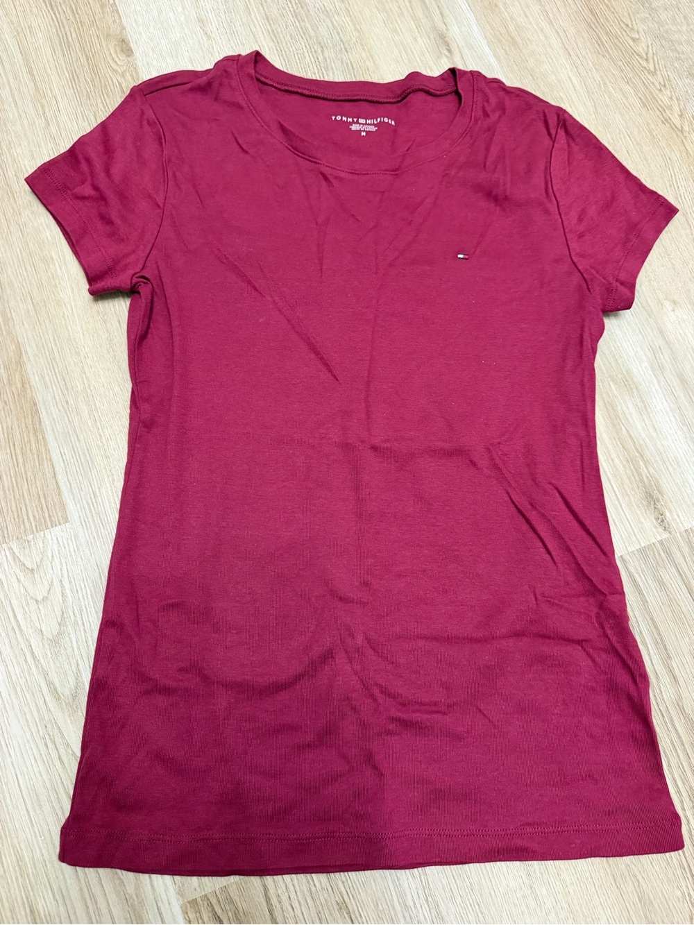 Tommy Hilfiger Short Sleeve Crewneck Tee in Deep Berry